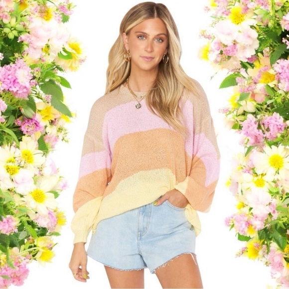 Show me Your MuMu Pismo Sweater in Color Sunny Stripe Knit Women’s Size S - Picture 1 of 10